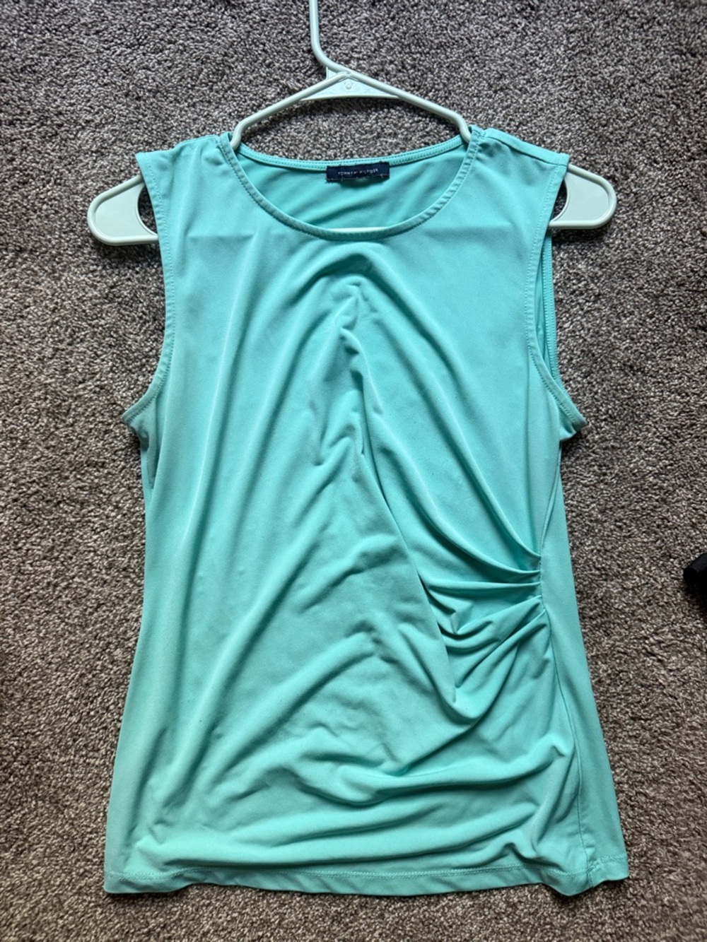 Tommy Hilfiger Aqua Sleeveless Ruched Tank